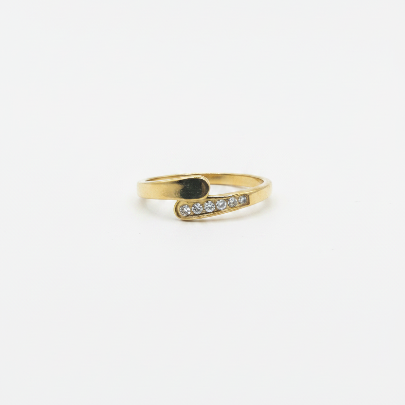 Gold Plated Diamond-Cut Bar Ring