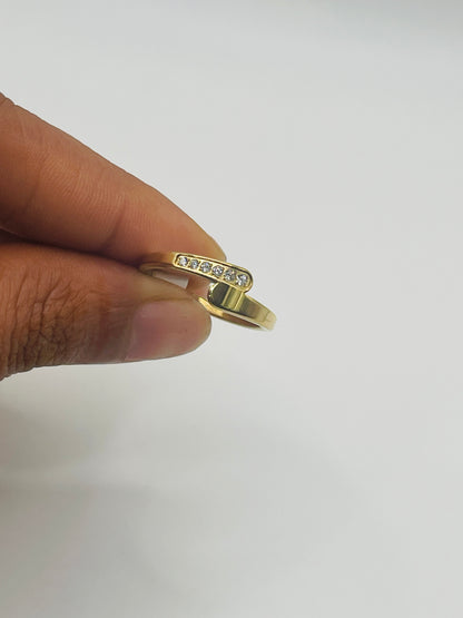 Gold Plated Diamond-Cut Bar Ring
