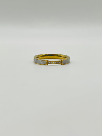 Mother of Pearl Crystal Ring