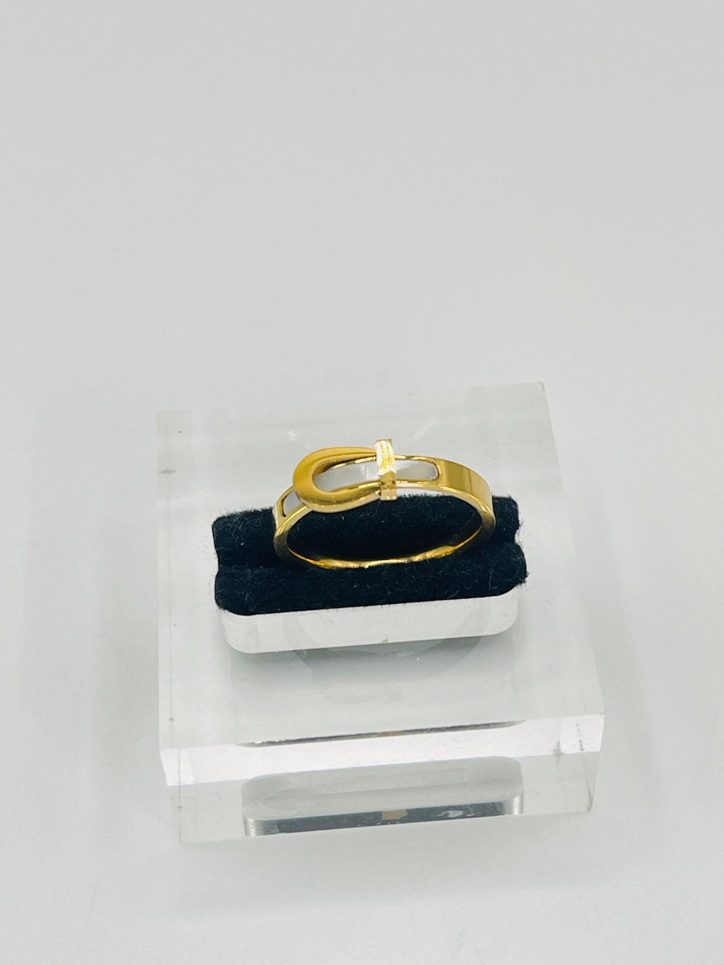 Gold Buckle Charm Ring