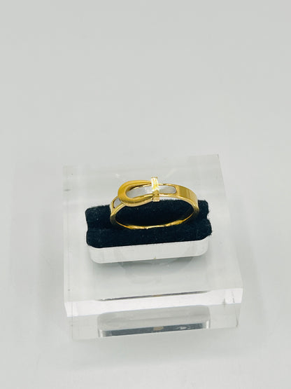 Gold Buckle Charm Ring