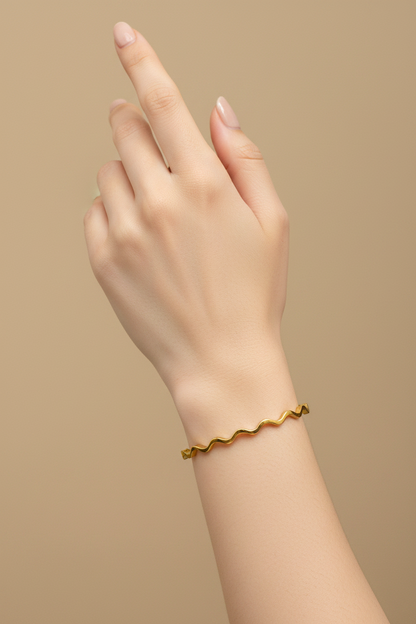 Gold Wave Bangle