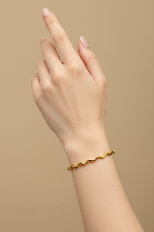 Gold Wave Bangle
