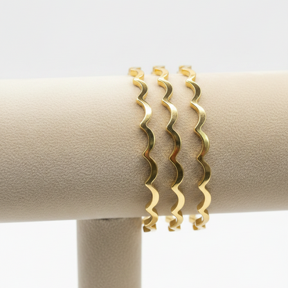 Gold Wave Bangle Set