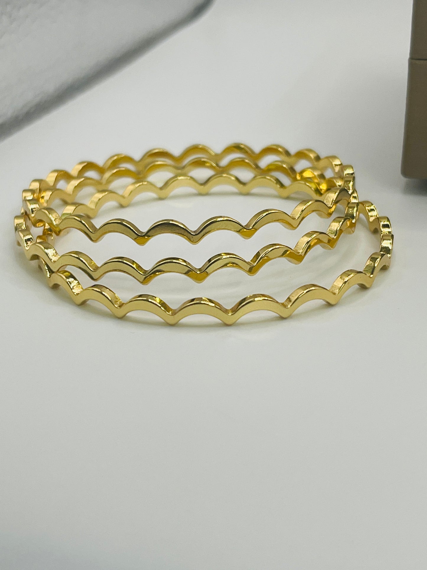 Gold Wave Bangle Set