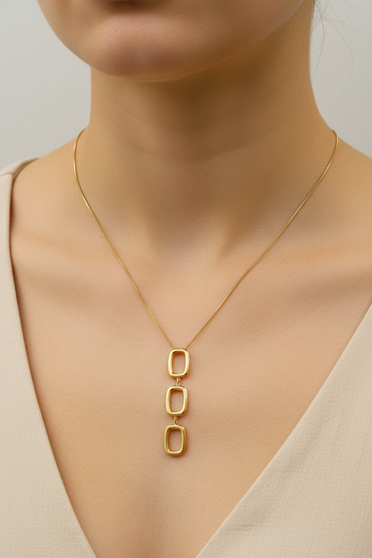 Triple Rectangle Drop Necklace