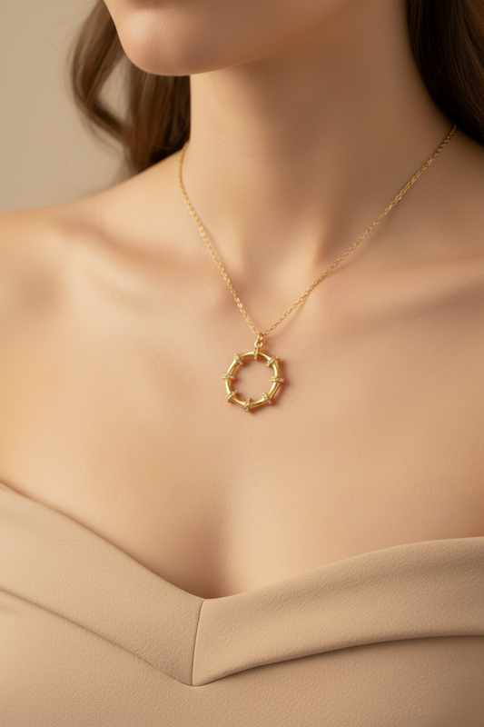 Bamboo Circle Pendant Necklace