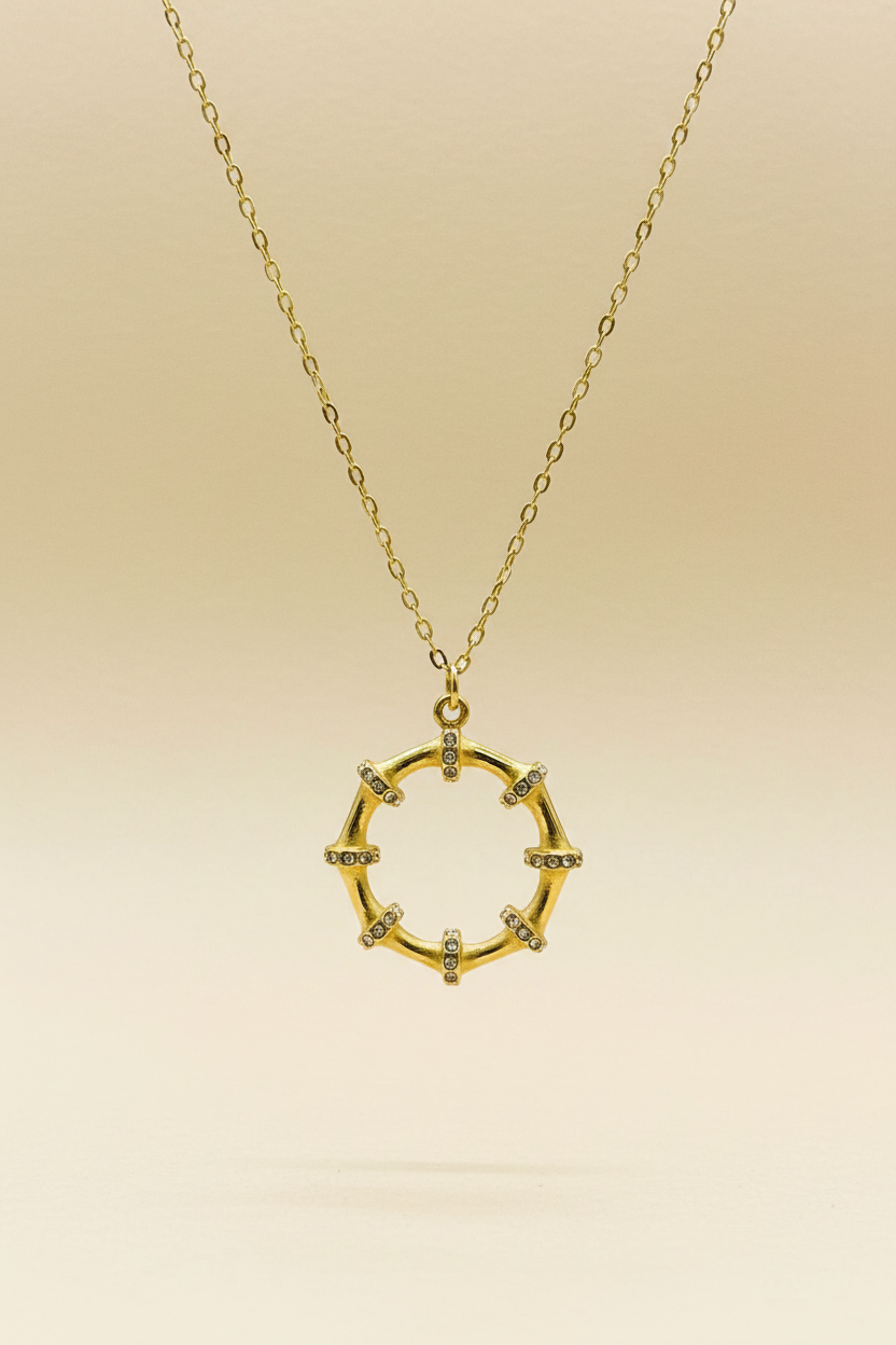 Bamboo Circle Pendant Necklace