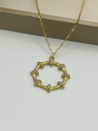 Bamboo Circle Pendant Necklace