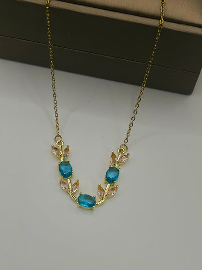 Tulip Necklace – Pink & Blue Stone