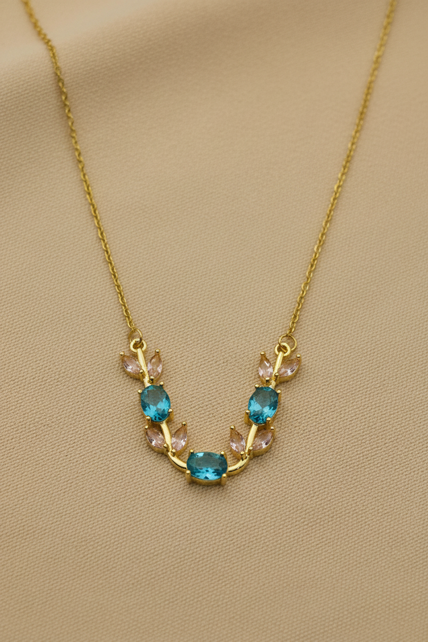 Tulip Necklace – Pink & Blue Stone