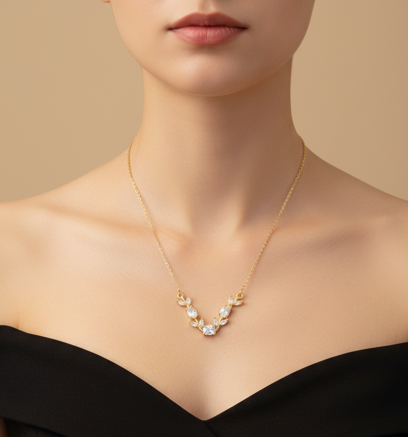 Tulip Necklace White Stone