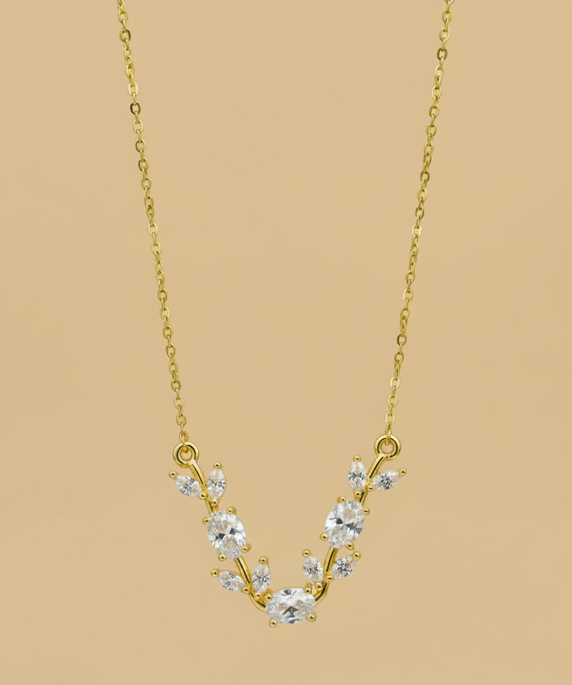 Tulip Necklace White Stone