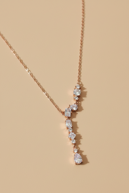 Rose Gold CZ Drop Necklace