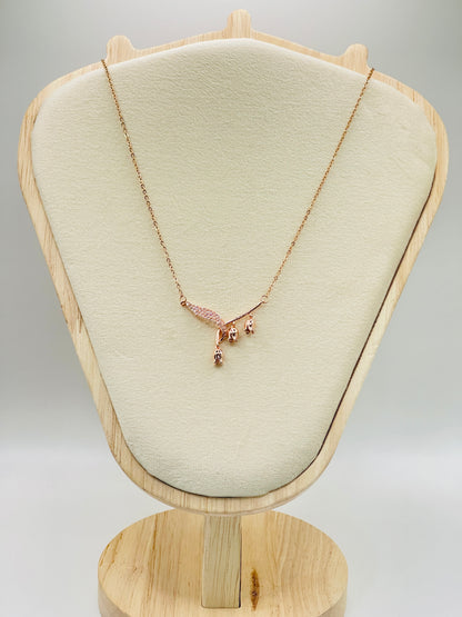 Crystal Bar & Charm Drop Necklace