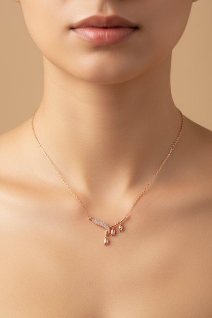 Crystal Bar & Charm Drop Necklace