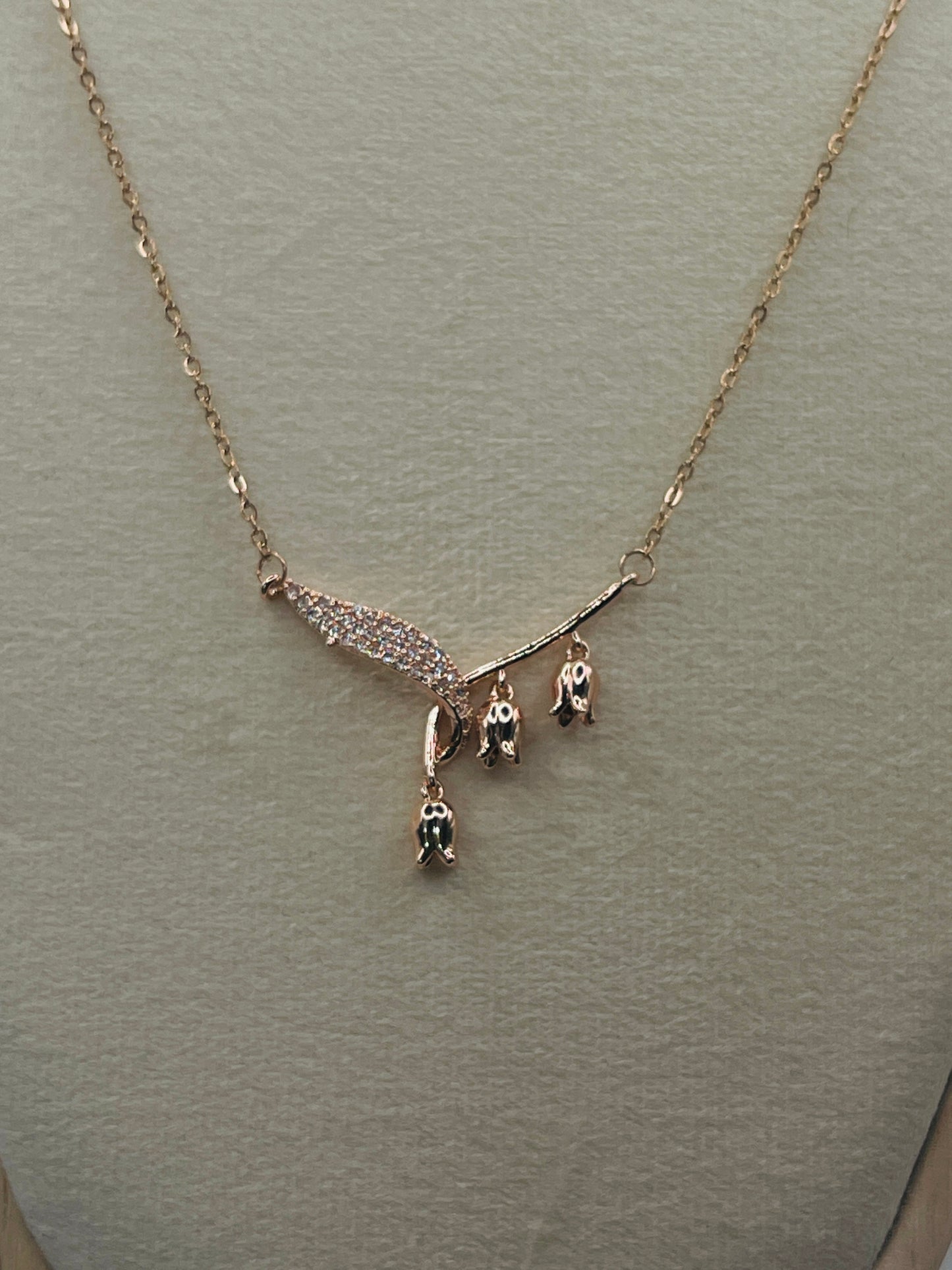 Crystal Bar & Charm Drop Necklace
