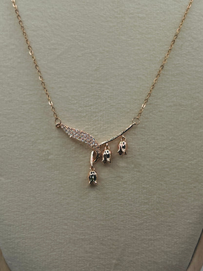 Crystal Bar & Charm Drop Necklace