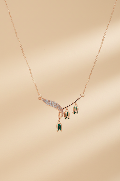 Crystal Bar & Charm Drop Necklace