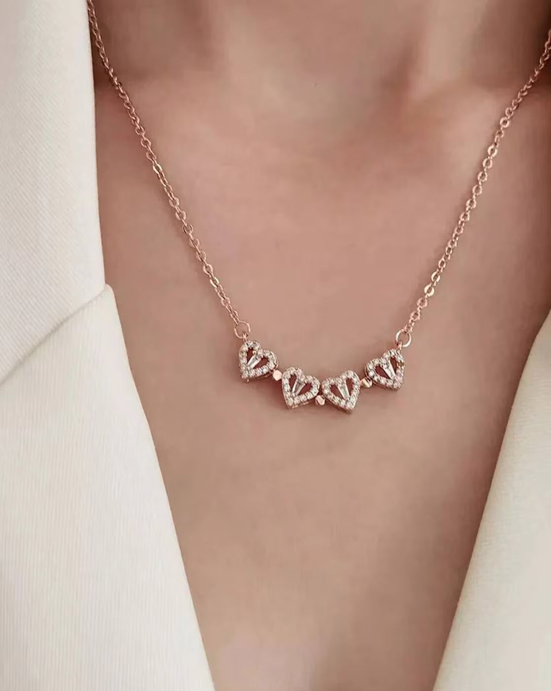 Rose Gold Convertible 2-in-1 Magnetic Clover Necklace