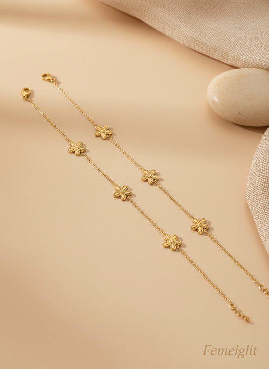 Subtle Daisy Charm Anklet(pair)
