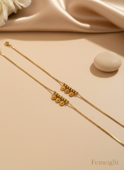 Dainty Daisy & Bead Anklet(pair)