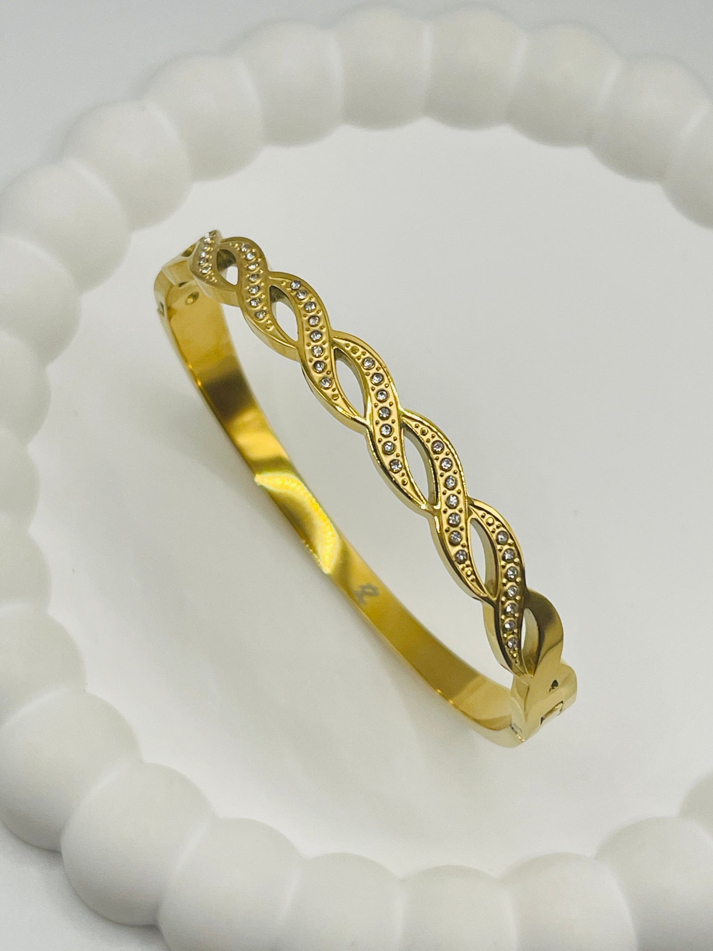 Twisted Crystal Elegance Bangle
