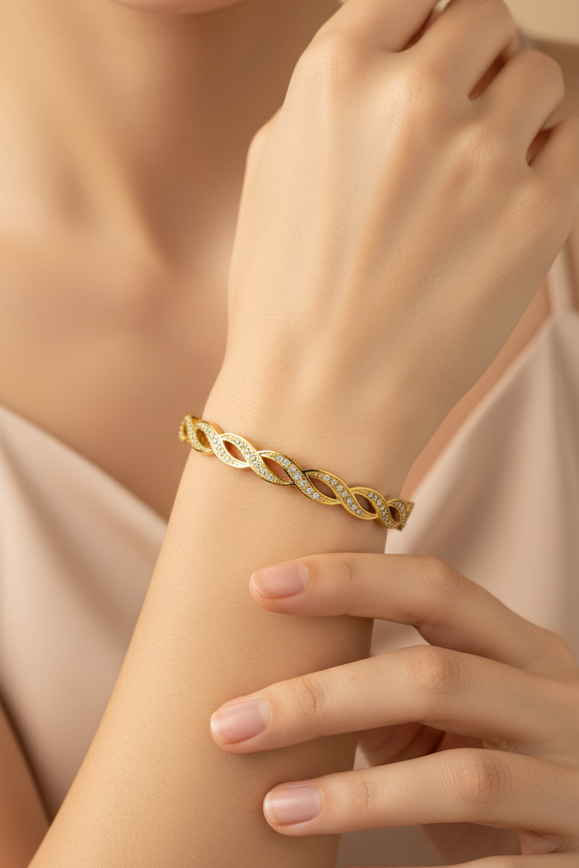 Twisted Crystal Elegance Bangle