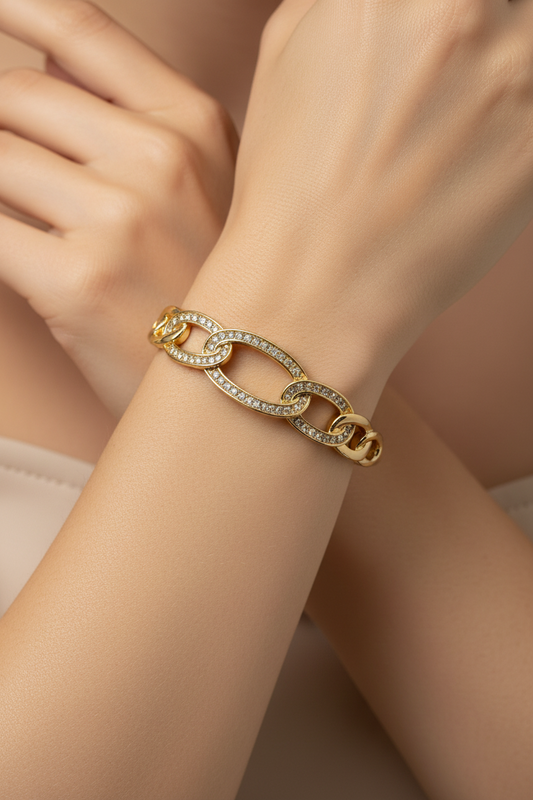 Rose Gold Crystal Link Bangle