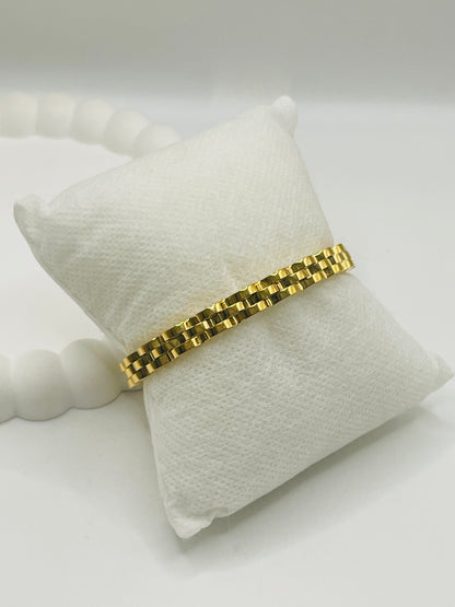 Classic Gold Link Edge Bangle