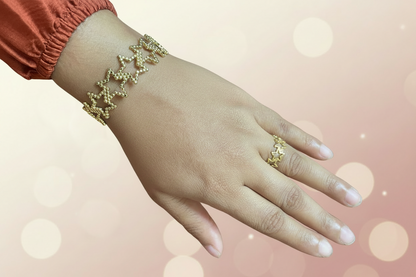 Adjustable Cuff Bangle & Ring Combo Set