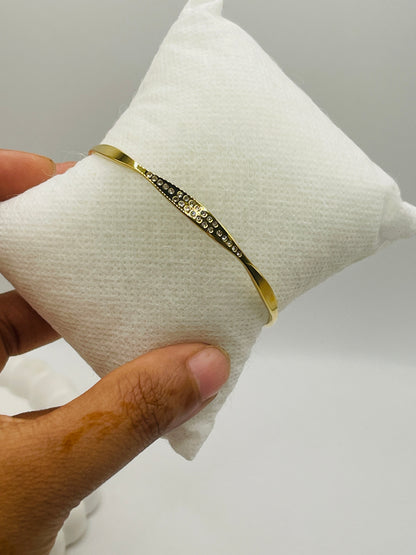 Crystal Curve Gold Plated  Bangle