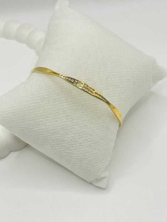 Crystal Curve Gold Plated  Bangle