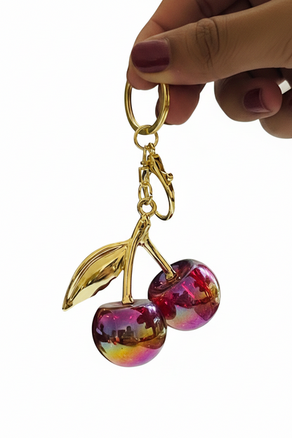 Ruby Cherry Charm Keychain
