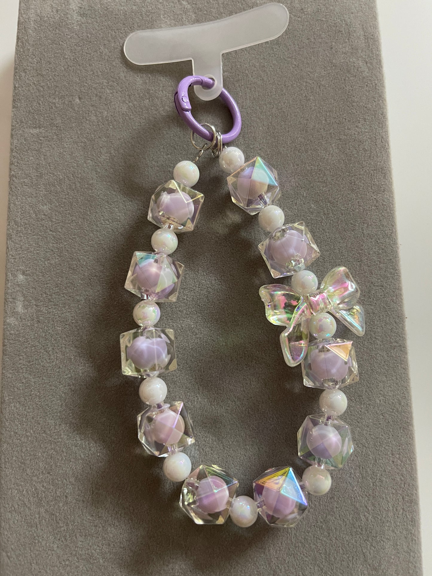 Lavender Crystal Bow Phone Charm