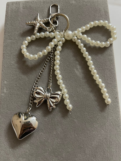 Pearl Bow Starfish Heart Bag Charm