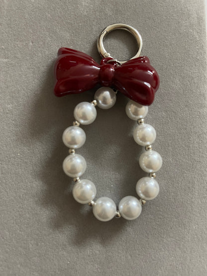 Bow Pearl Loop Bag Charm