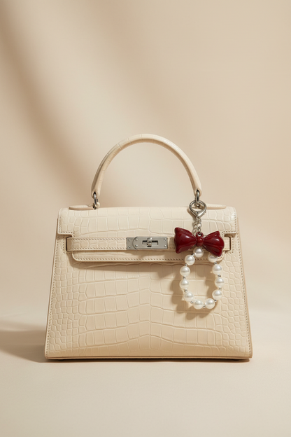 Bow Pearl Loop Bag Charm