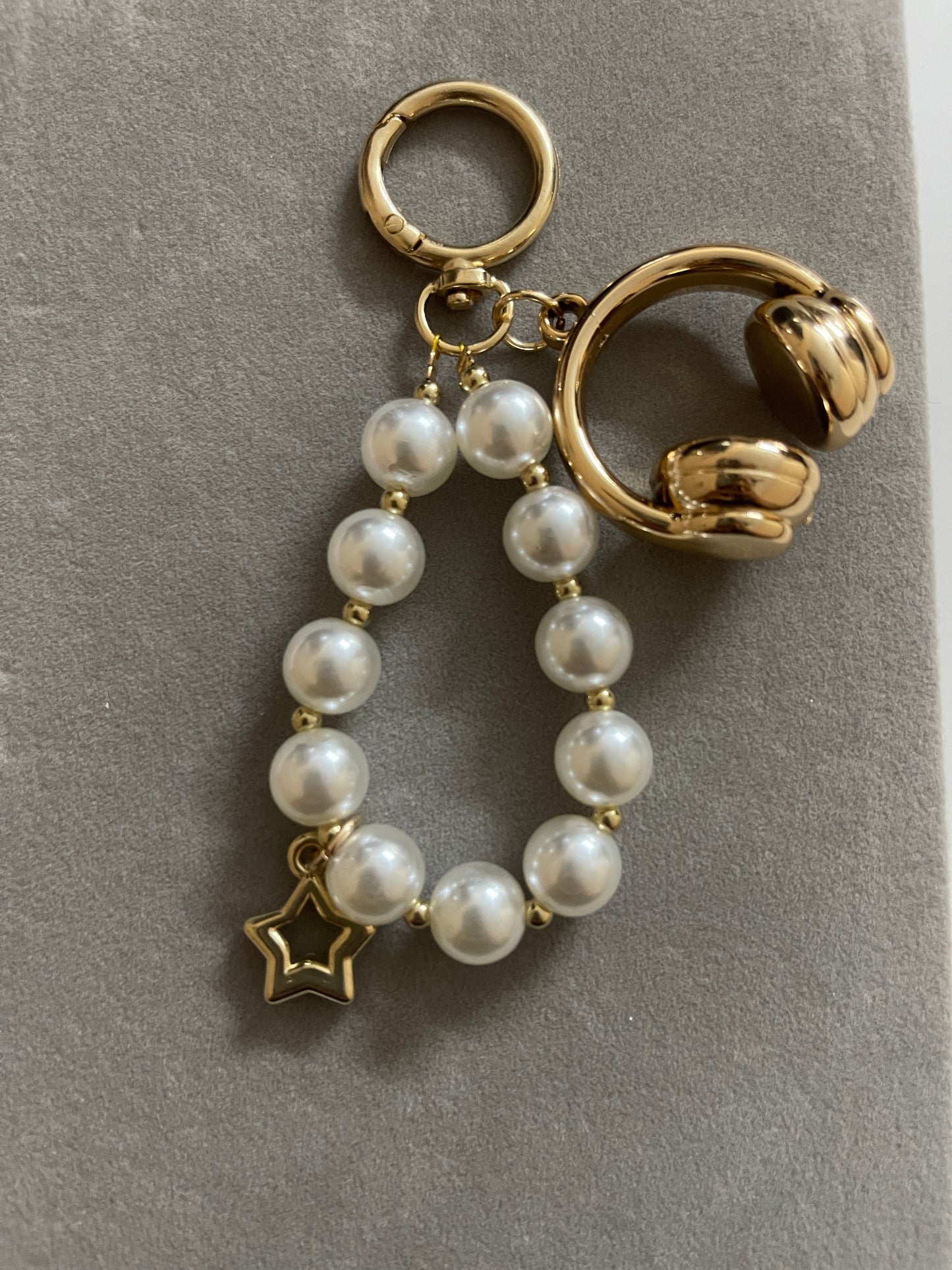 Pearl & Gold Star Keychain