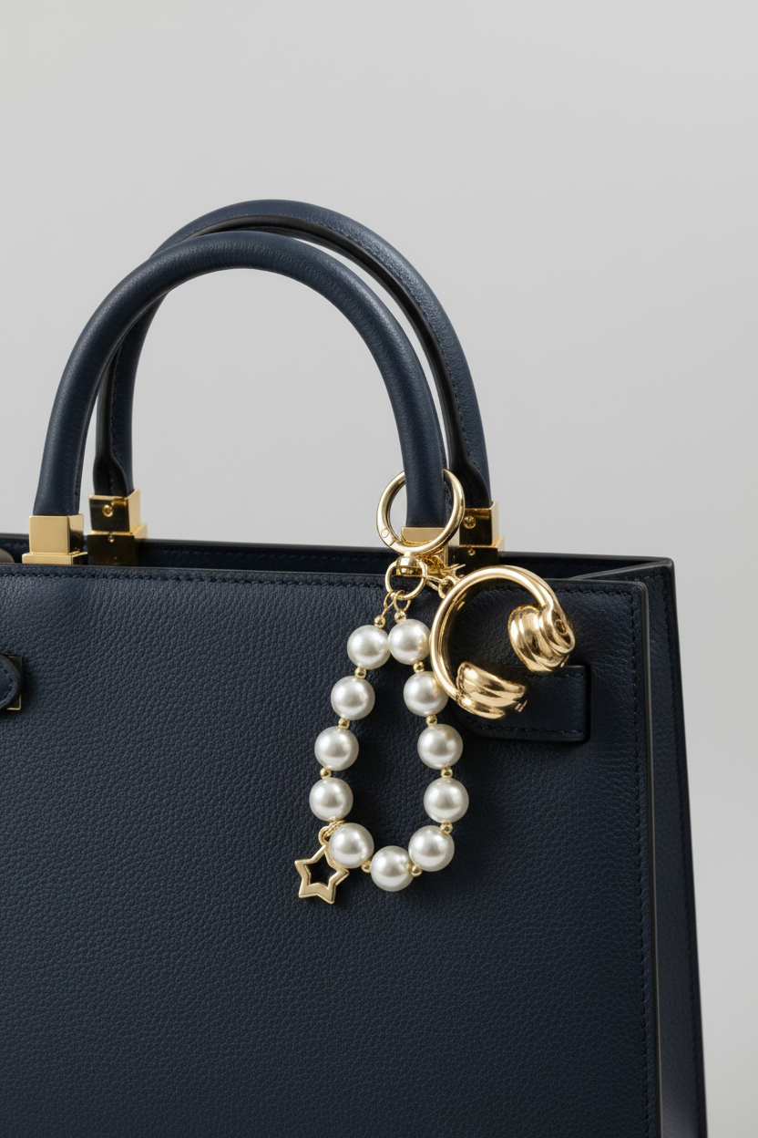 Pearl & Gold Star Keychain