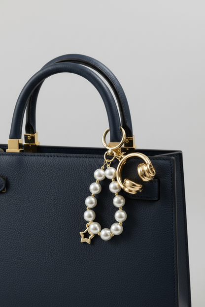 Pearl & Gold Star Keychain