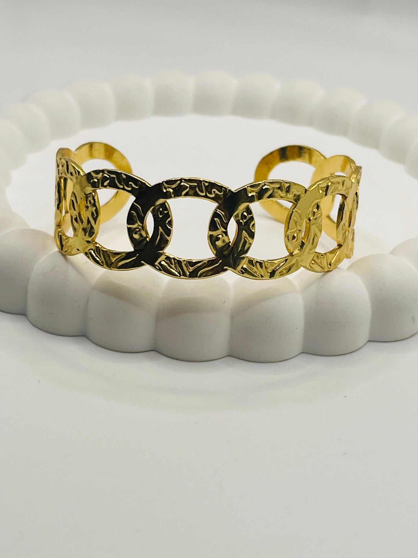 Gold Chain-Link Cuff Bangle