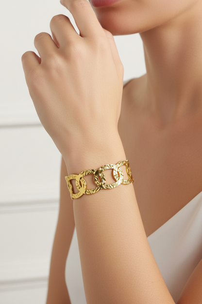 Gold Chain-Link Cuff Bangle