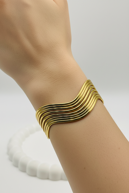 Gold Wave  Cuff Bangle