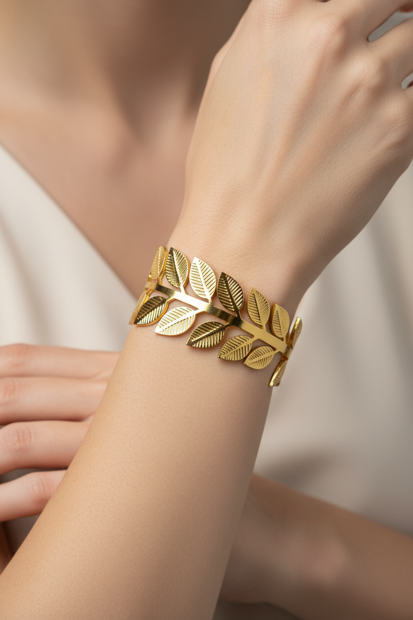 Gold Leaf Cuff Bangle