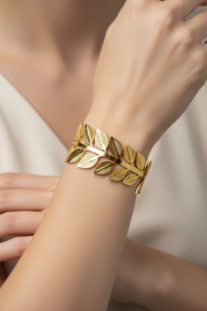 Gold Leaf Cuff Bangle