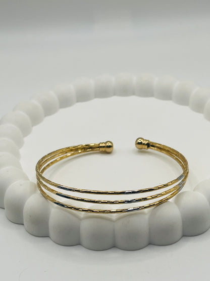 Gold Triple Wire Cuff Bangle