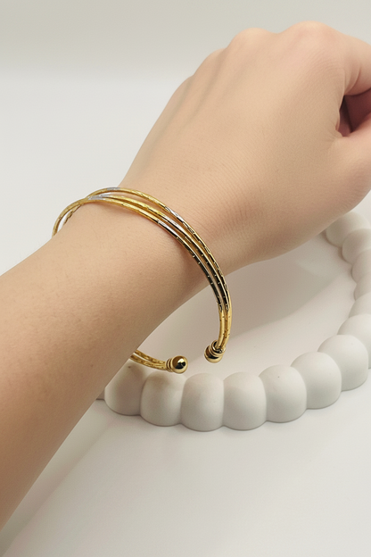 Gold Triple Wire Cuff Bangle