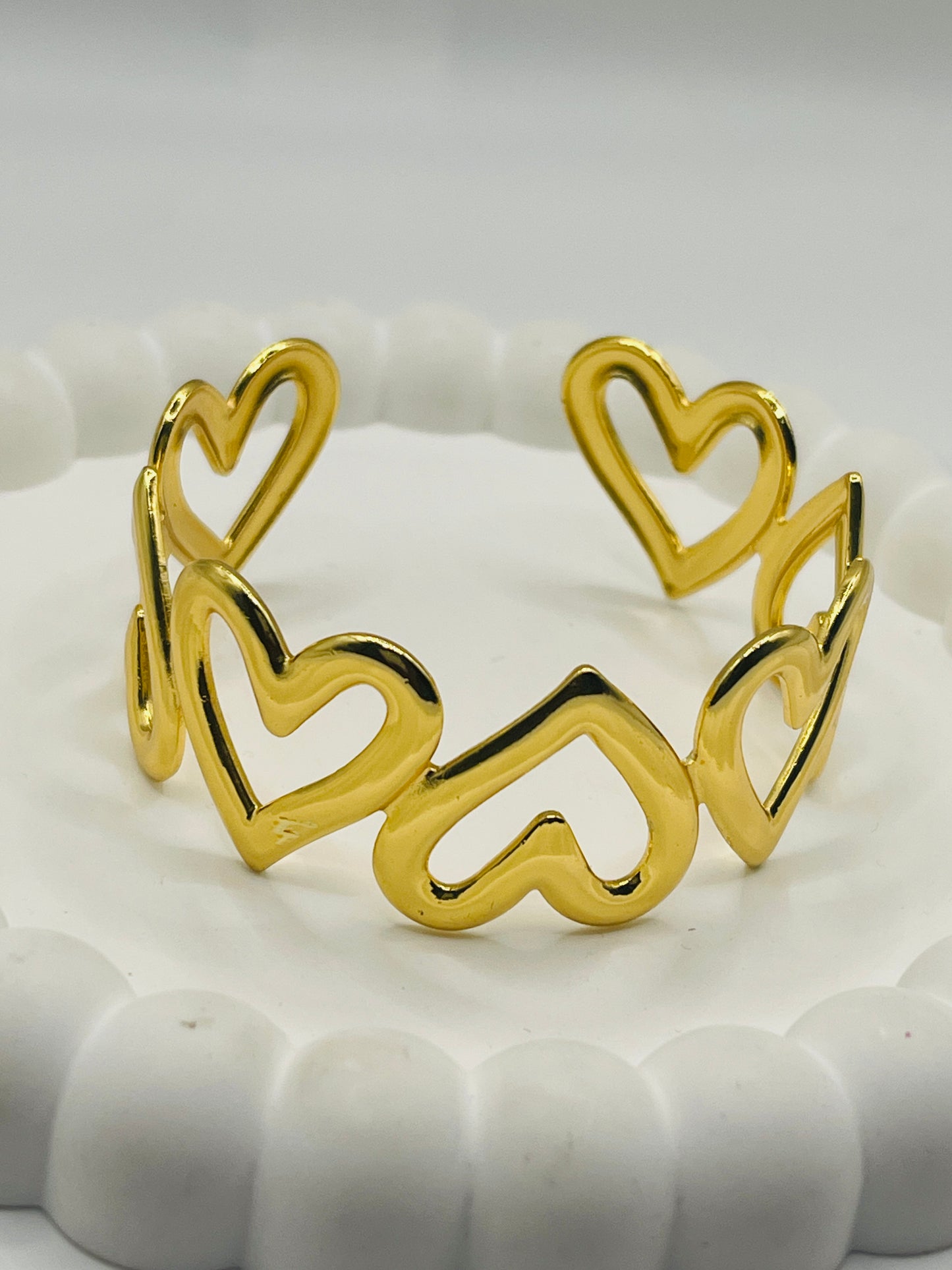 Gold Heart Cuff Bangle