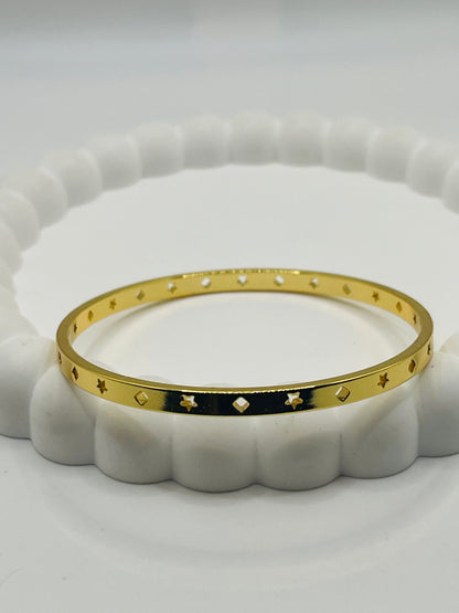 Gold Star & Diamond Stud Bangle